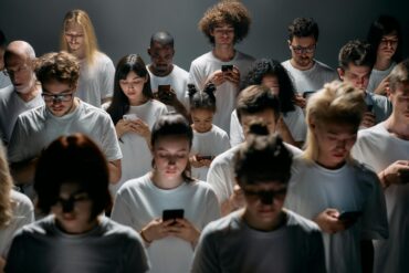 People Engaged on their Phones